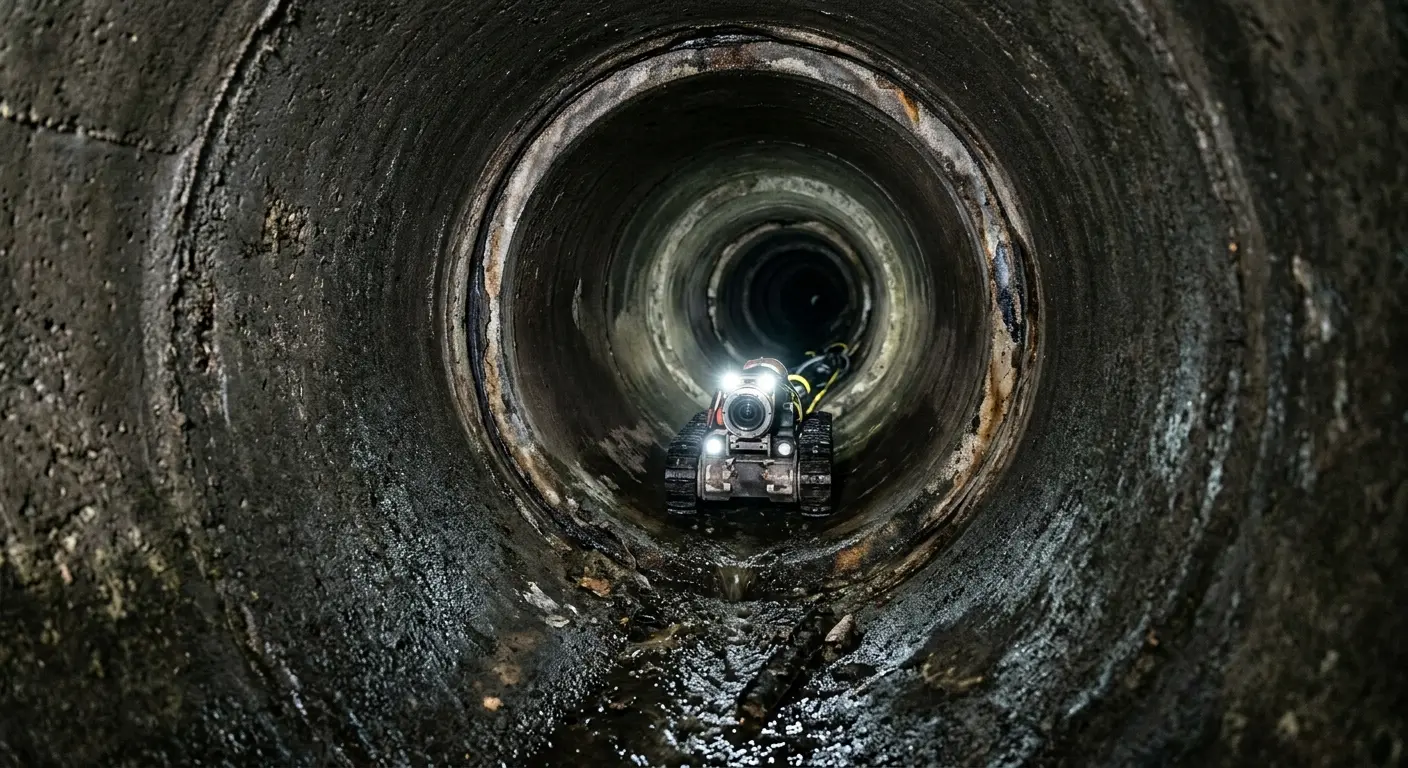 Robotic sewer camera inspecting pipe interior for Sewer Line Cleaning in San Anselmo
